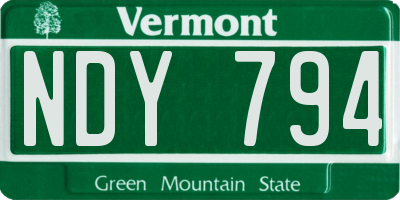 VT license plate NDY794