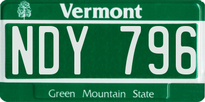VT license plate NDY796