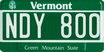 VT license plate NDY800