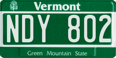 VT license plate NDY802