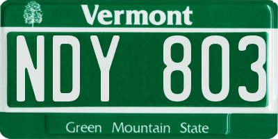 VT license plate NDY803