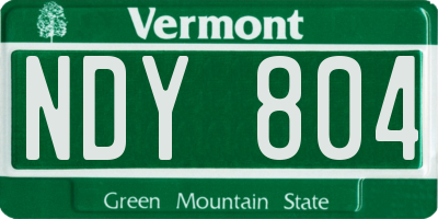VT license plate NDY804