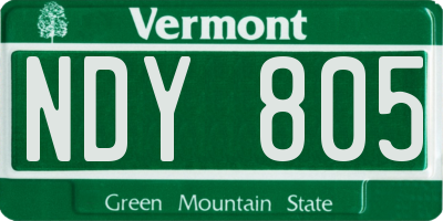 VT license plate NDY805