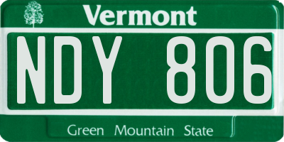 VT license plate NDY806