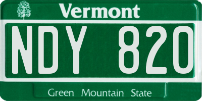 VT license plate NDY820