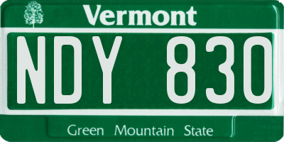 VT license plate NDY830