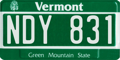 VT license plate NDY831