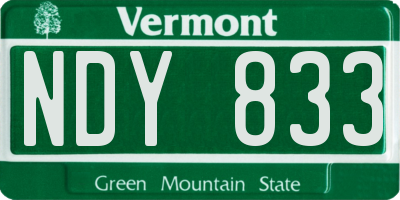 VT license plate NDY833