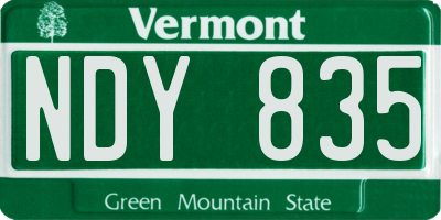 VT license plate NDY835