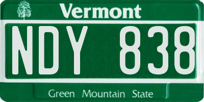 VT license plate NDY838