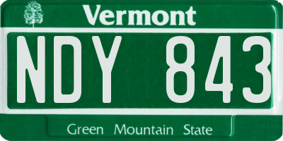 VT license plate NDY843