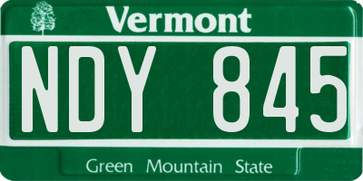 VT license plate NDY845