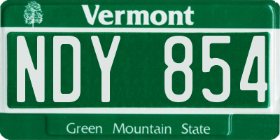 VT license plate NDY854