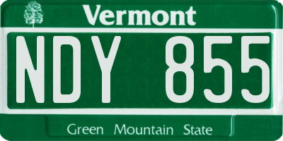VT license plate NDY855