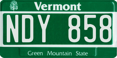 VT license plate NDY858