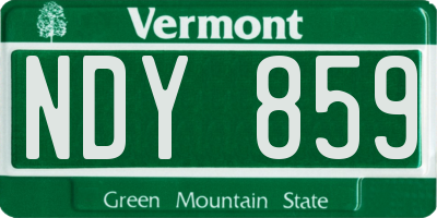 VT license plate NDY859