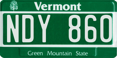 VT license plate NDY860