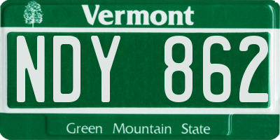 VT license plate NDY862