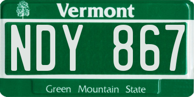 VT license plate NDY867