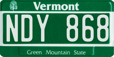 VT license plate NDY868