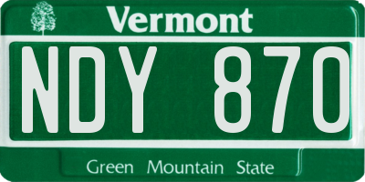 VT license plate NDY870