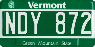 VT license plate NDY872