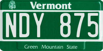 VT license plate NDY875