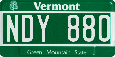 VT license plate NDY880