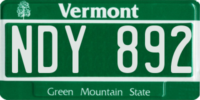 VT license plate NDY892