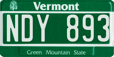 VT license plate NDY893