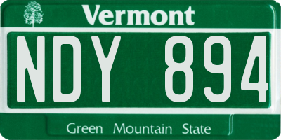 VT license plate NDY894