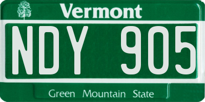 VT license plate NDY905