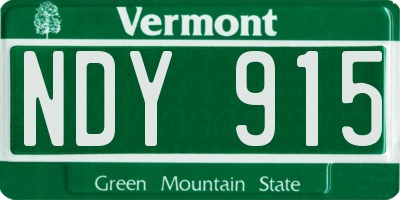 VT license plate NDY915