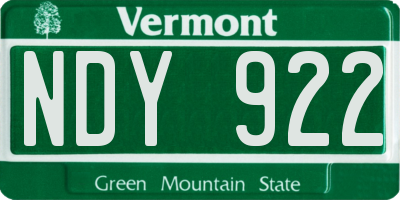 VT license plate NDY922