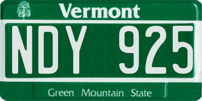 VT license plate NDY925
