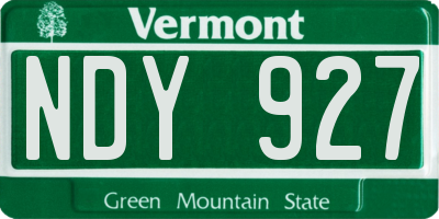 VT license plate NDY927