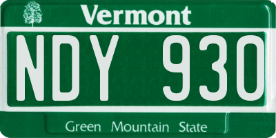 VT license plate NDY930