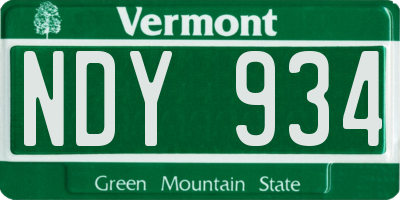 VT license plate NDY934