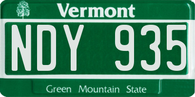 VT license plate NDY935