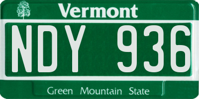 VT license plate NDY936