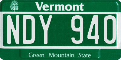 VT license plate NDY940