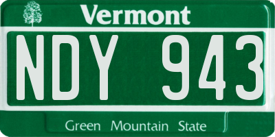 VT license plate NDY943