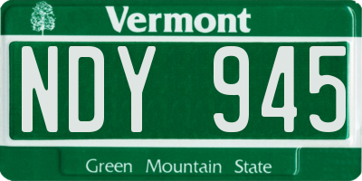 VT license plate NDY945