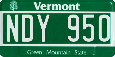 VT license plate NDY950