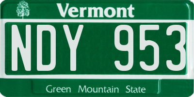 VT license plate NDY953