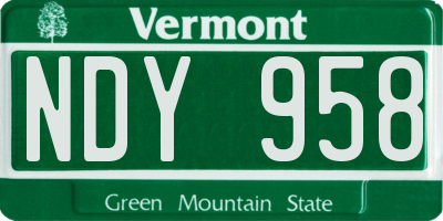 VT license plate NDY958