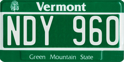 VT license plate NDY960