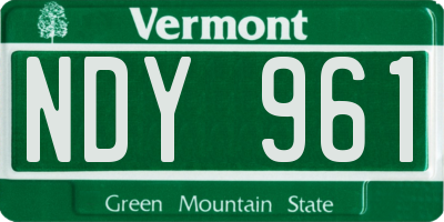 VT license plate NDY961