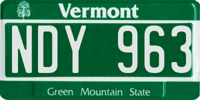 VT license plate NDY963