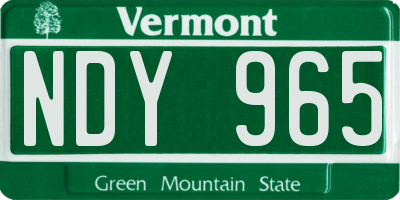 VT license plate NDY965